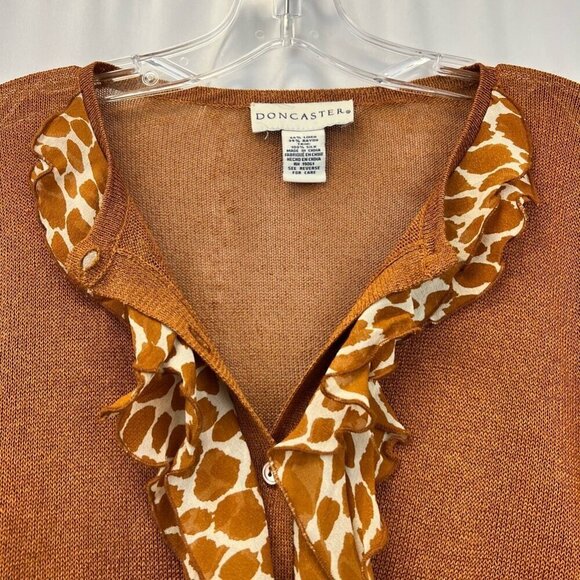 Doncaster Womens Button Up Cardigan Sweater Multicolor Giraffe Long Sleeve M - Picture 3 of 11